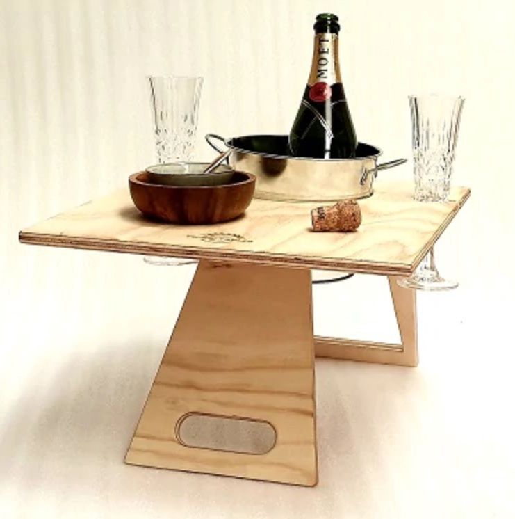 Wine Table - Folding Rectangle with Ice Bucket by Summer Picnic Tables