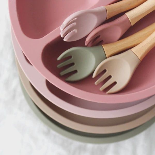 Silicone Suction Divided Plate + Fork