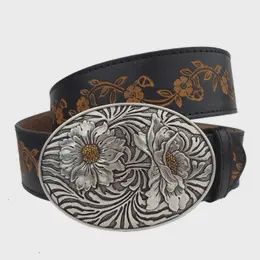 Sunflower Buckle with Vintage Floral Tooled Belt
