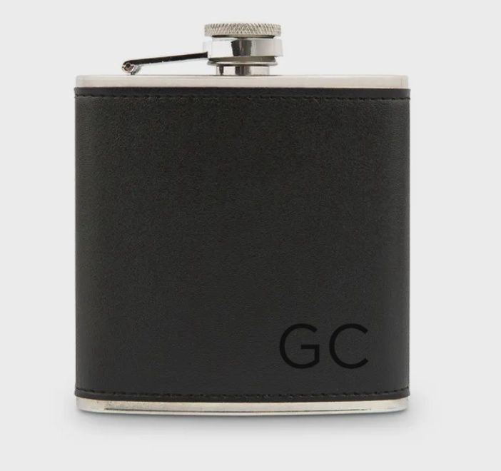 faux leather wrapped metal hip flask