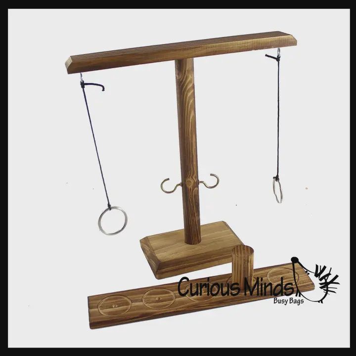 Wood Tiki Toss Ring Hook (game swing ring on string)