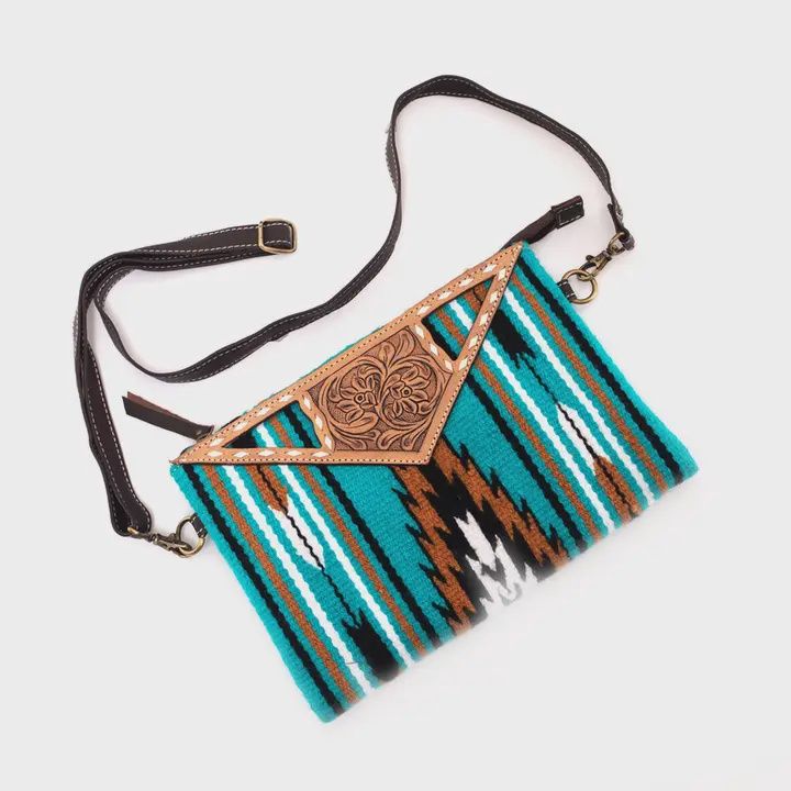 Saddle Blanket Large Clutch Bag Blue
