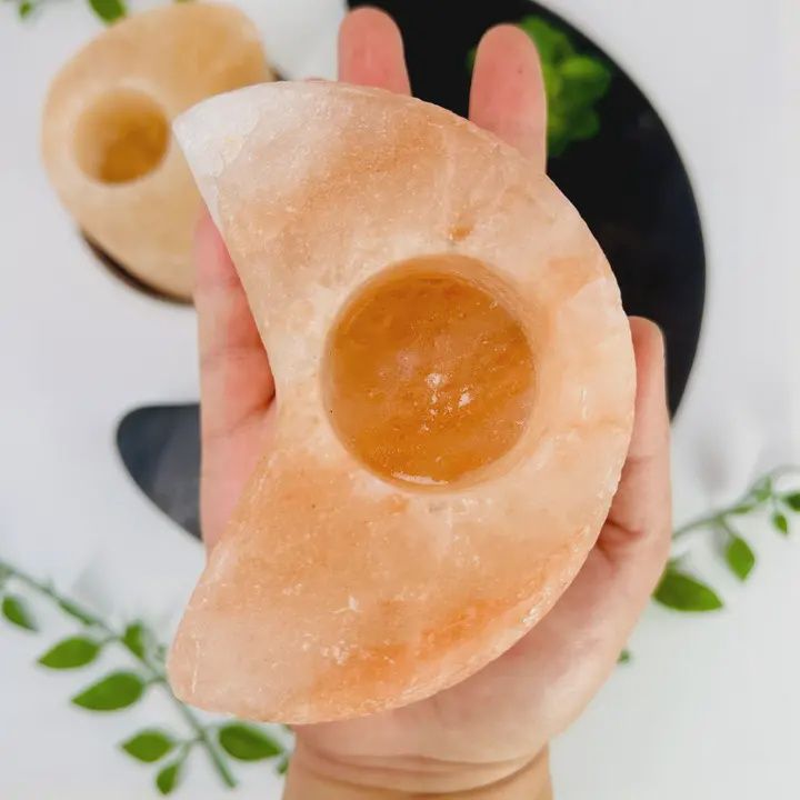 Himalayan Salt Moon Candle Holder