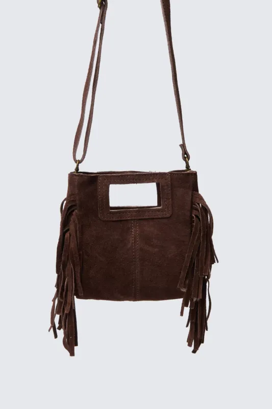 BORSA CON FRANGE IN PELLE TWO WAY