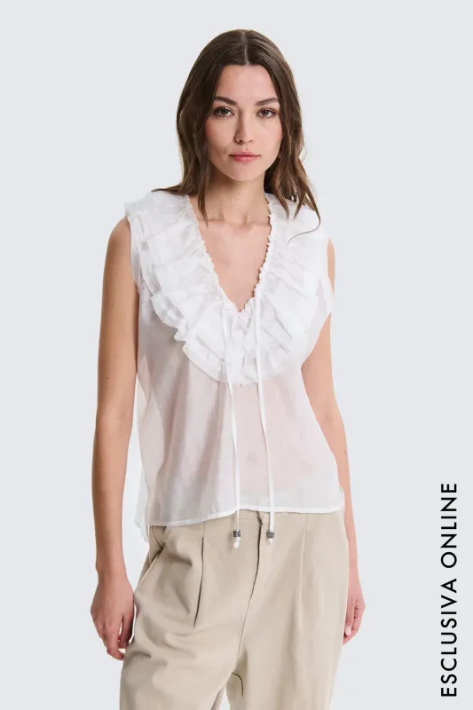 BLUSA CON VOLANT TWO WAY