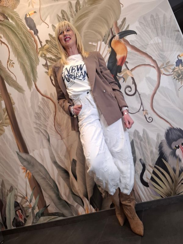 Pantalone Barrel ricami "SUSY MIX"