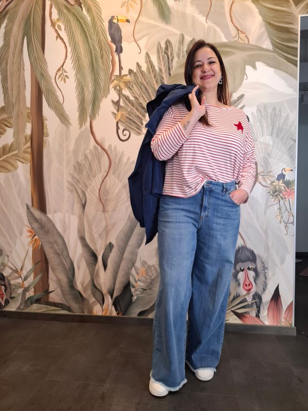 Jeans palazzo sfrangiato "SUSY STAR"