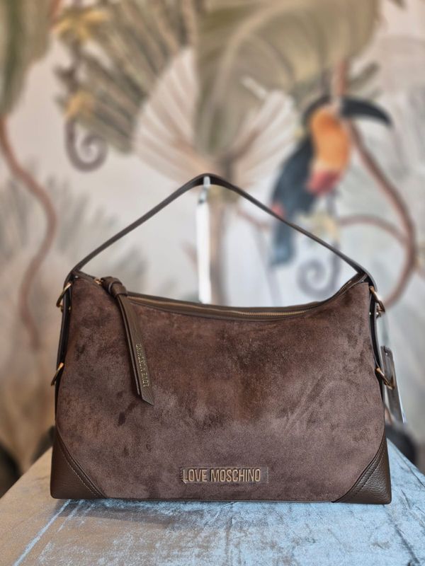 Borsa a spalla in velour LOVE MOSCHINO