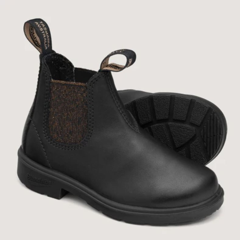 BLUNDSTONE KIDS #1992 ELASTIC SIDED BOOT - BLACK/BRONZE GLITTER