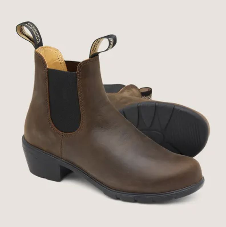BLUNDSTONE #1673 WOMENS ELASTIC SIDED HEEL BOOT 1673- ANTIQUE BROWN