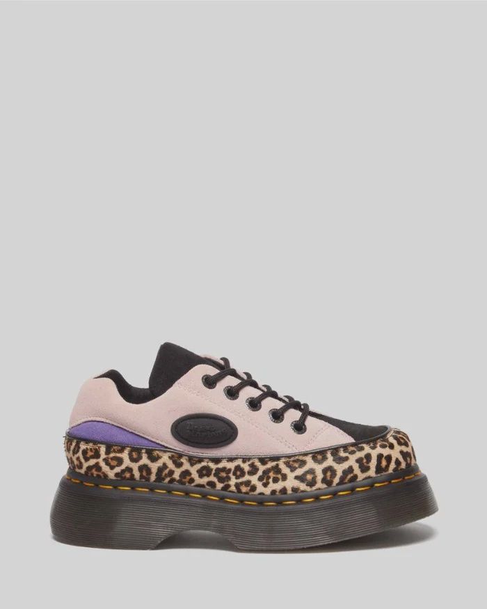 DR MARTENS BUZZ HAIR ON 51 EYE SHOE-LIGHT TAN/POWDER PINK MINI LEOPARD SPOT HAIR ON/EH SUEDE