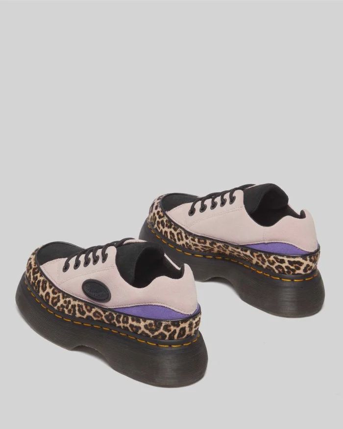 DR MARTENS BUZZ HAIR ON 51 EYE SHOE-LIGHT TAN/POWDER PINK MINI LEOPARD SPOT HAIR ON/EH SUEDE