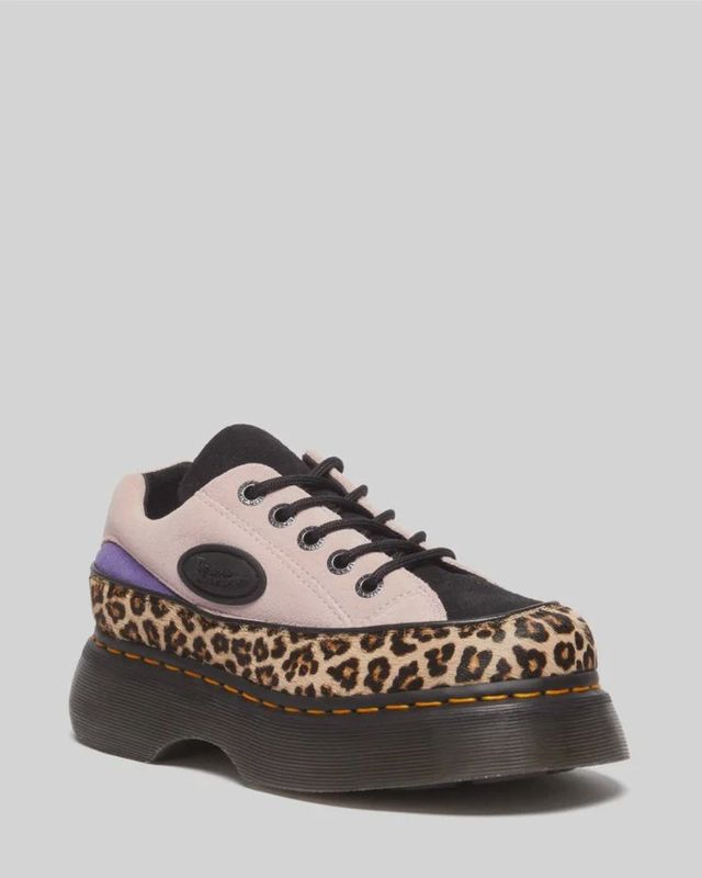 DR MARTENS BUZZ HAIR ON 51 EYE SHOE-LIGHT TAN/POWDER PINK MINI LEOPARD SPOT HAIR ON/EH SUEDE