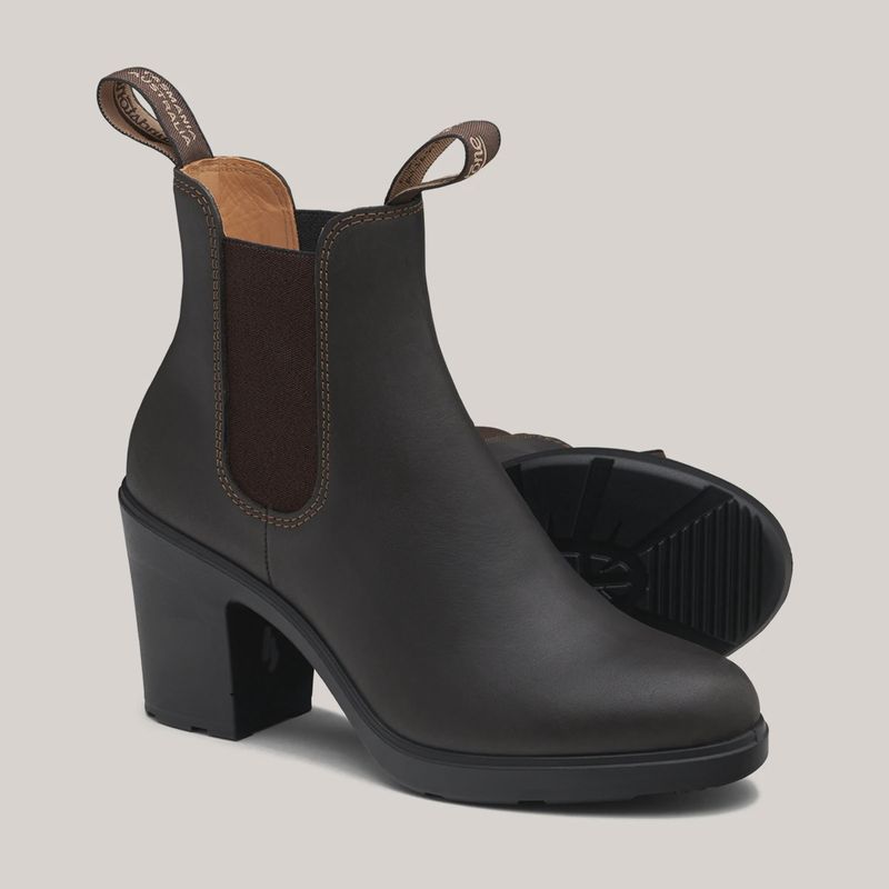 BLUNDSTONE WOMENS #2366 ELASTIC SIDED HEEL BOOT- STOUT BROWN