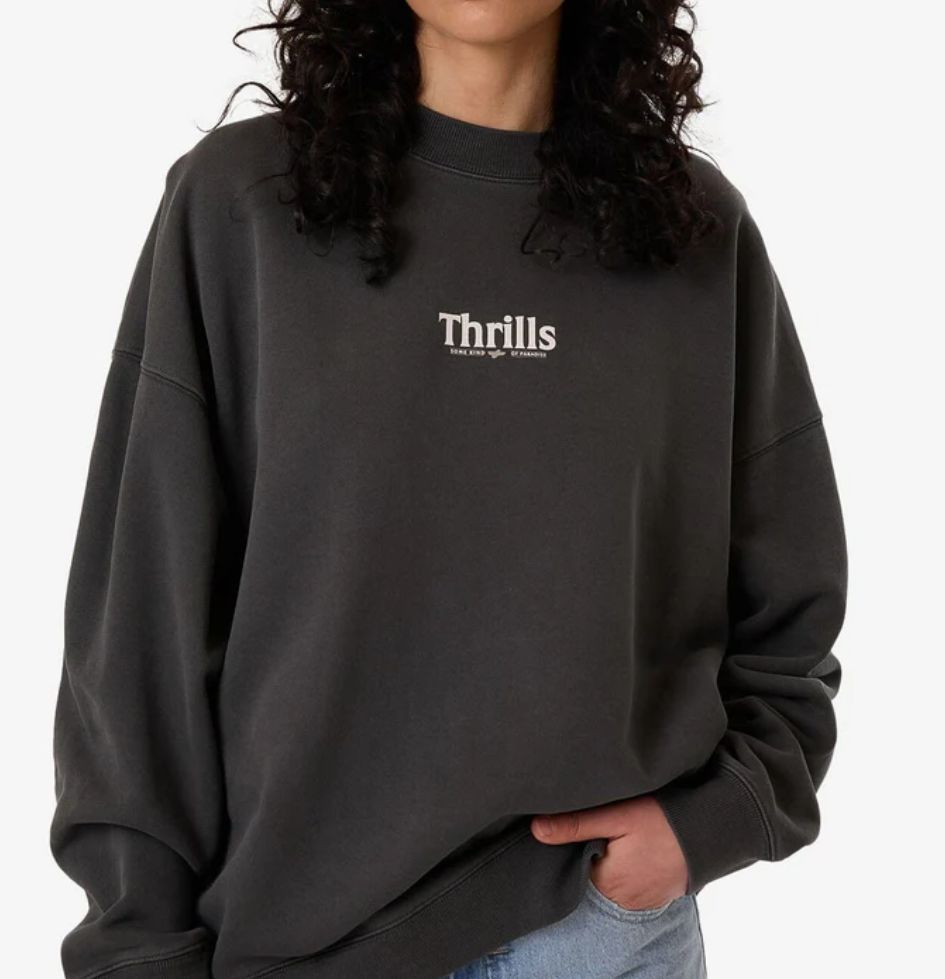 THRILLS LADIES ROAD TO PARADISE COCOON PANEL CREW- MERCH BLACK