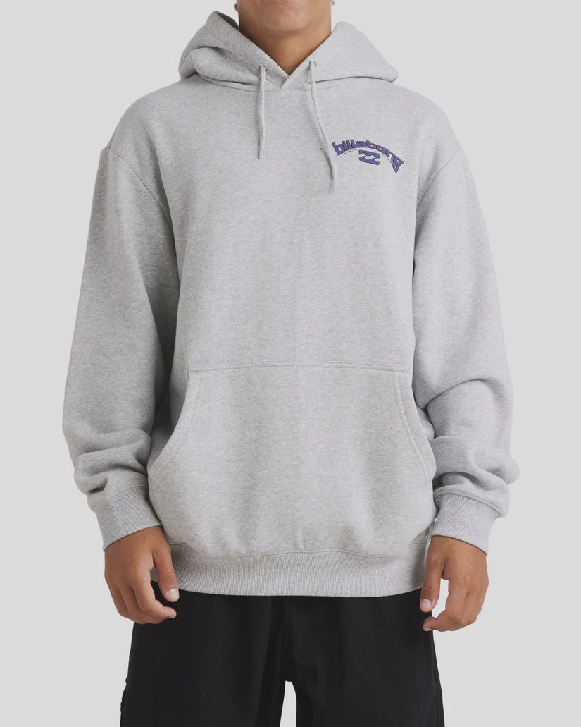 BILLABONG MENS VINTAGE ARCH POP HOOD LIGHT GREY HEATHER