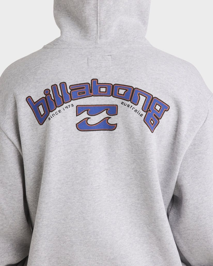 BILLABONG MENS VINTAGE ARCH POP HOOD LIGHT GREY HEATHER