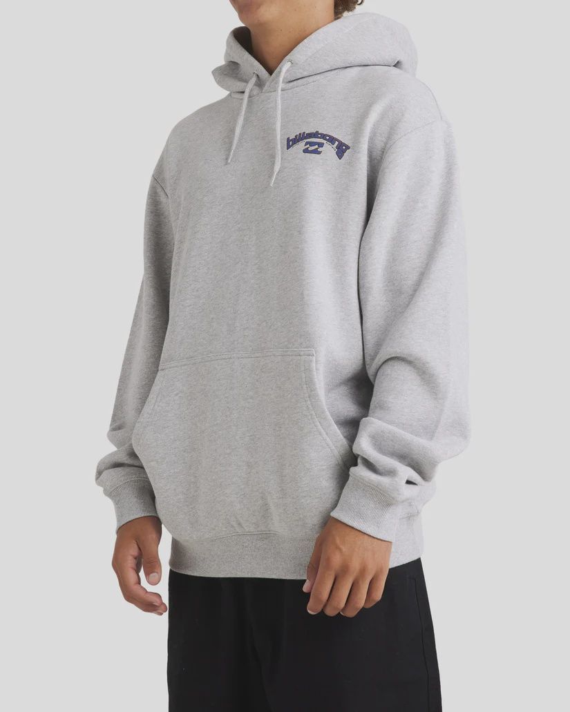 BILLABONG MENS VINTAGE ARCH POP HOOD LIGHT GREY HEATHER