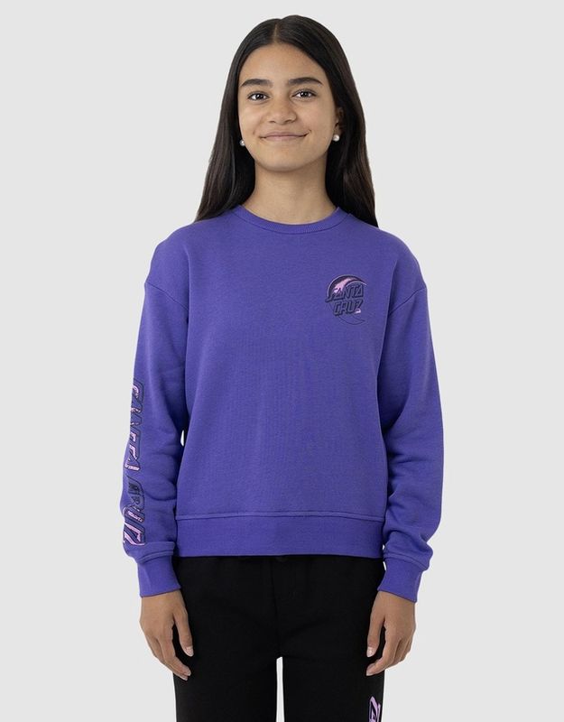SANTA CRUZ GIRLS SEEING MOON DOT CHEST SWEATER - IRIS