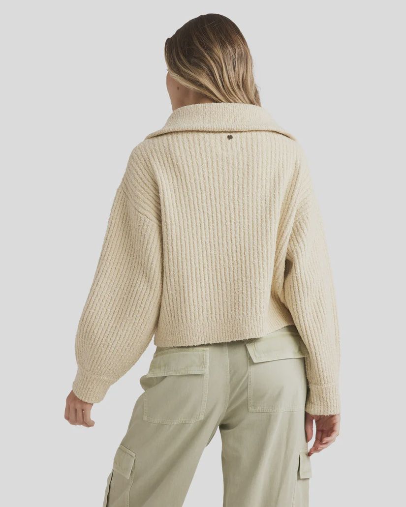 BILLABONG LADIES ZIPPY LOO SWEATER - WHITE SAND