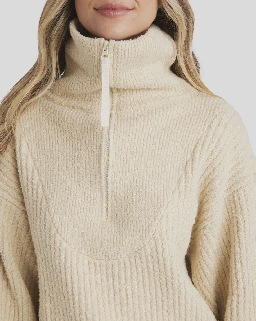 BILLABONG LADIES ZIPPY LOO SWEATER - WHITE SAND