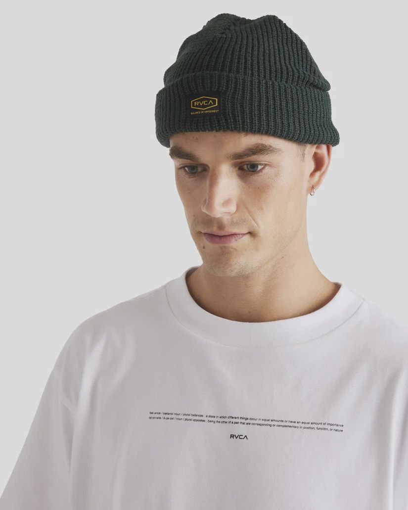 RVCA MENS HERITAGE BEANIE - HUNTER GREEN