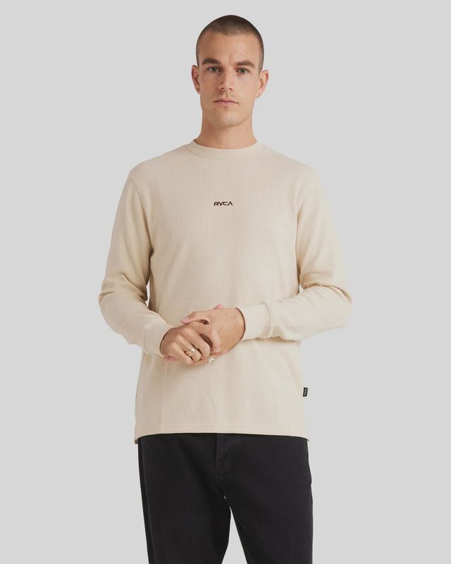 RVCA MENS UNION WAFFLE LS TOP - NATURAL