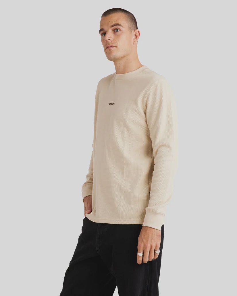 RVCA MENS UNION WAFFLE LS TOP - NATURAL