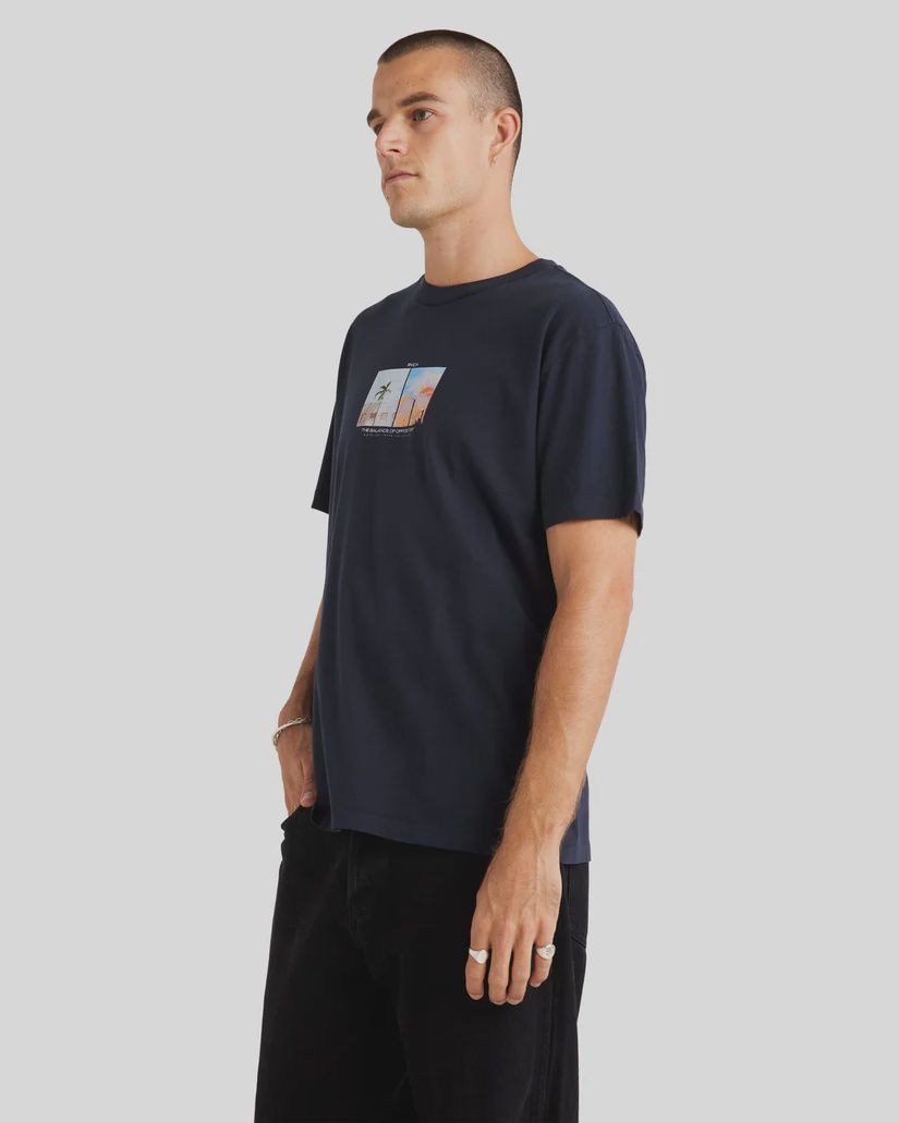 RVCA MENS HORIZON SS TEE - MOODY BLUE