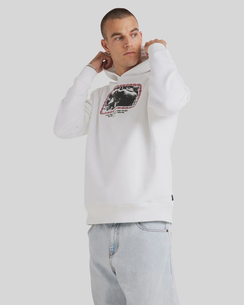 RVCA MENS IN THE RING HOODIE - WHITE