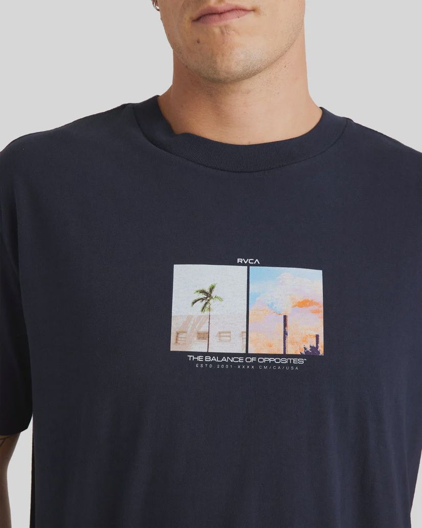 RVCA MENS HORIZON SS TEE - MOODY BLUE