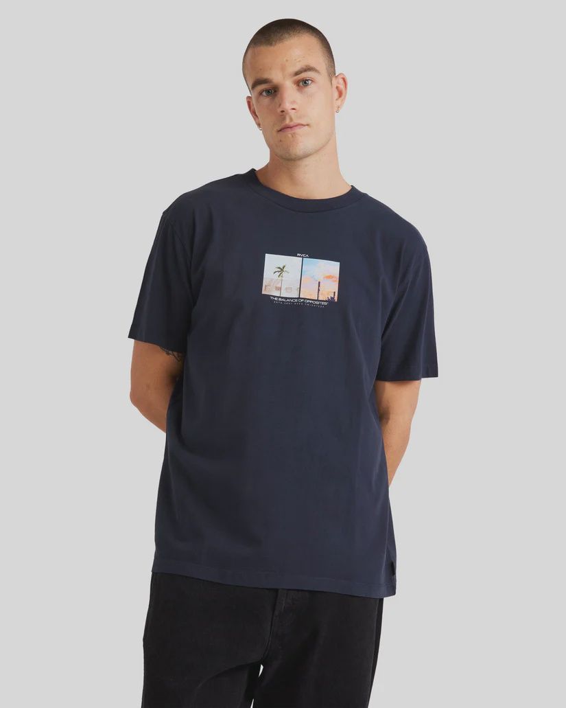 RVCA MENS HORIZON SS TEE - MOODY BLUE