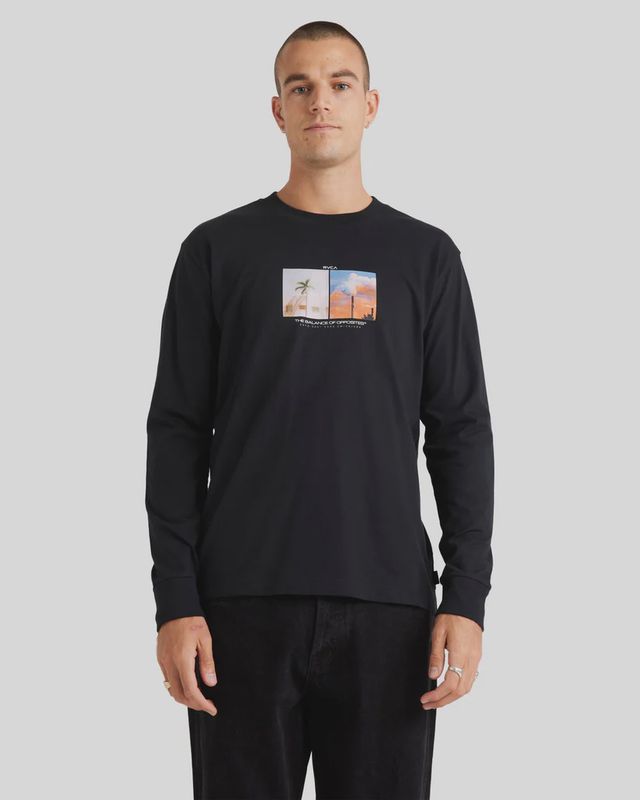 RVCA MENS HORIZON LS TEE - BLACK