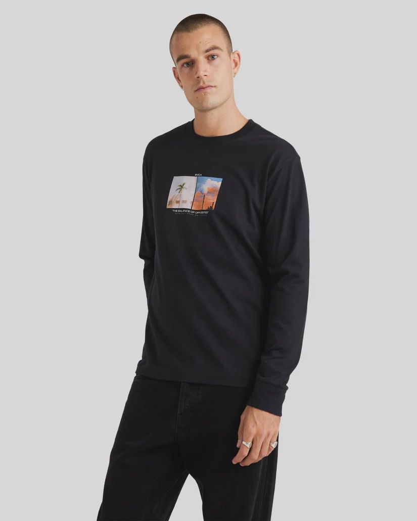 RVCA MENS HORIZON LS TEE - BLACK