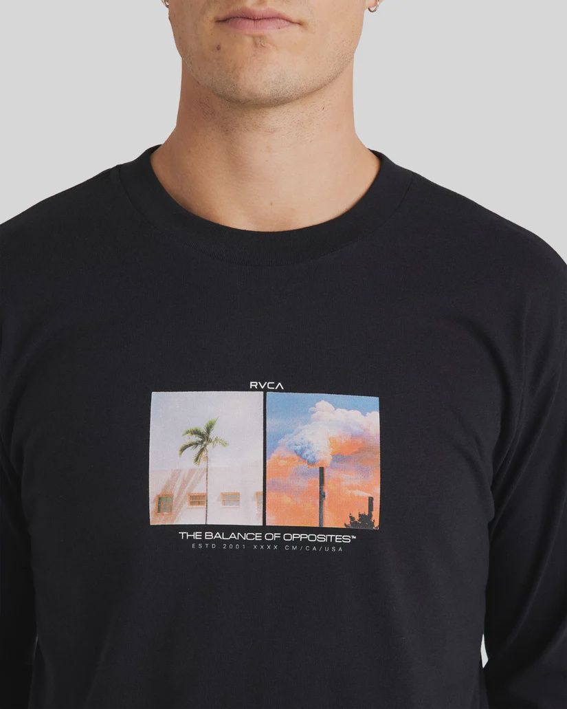 RVCA MENS HORIZON LS TEE - BLACK
