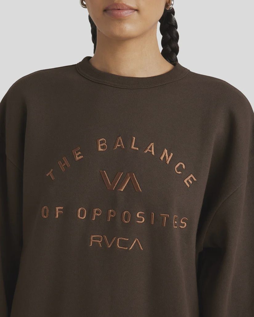 RVCA LADIES BOLD RVCA VINTAGE CREW - CHOCOLATE