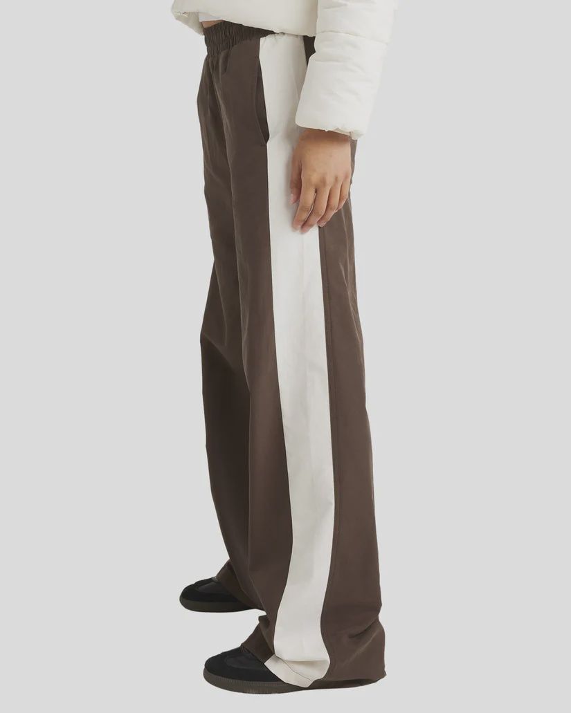 RVCA LADIES TRACKED WIDE LEG PANT - CHOCOLATE