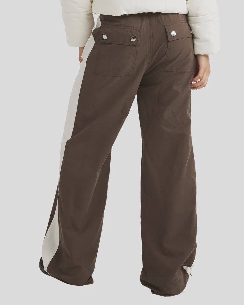 RVCA LADIES TRACKED WIDE LEG PANT - CHOCOLATE