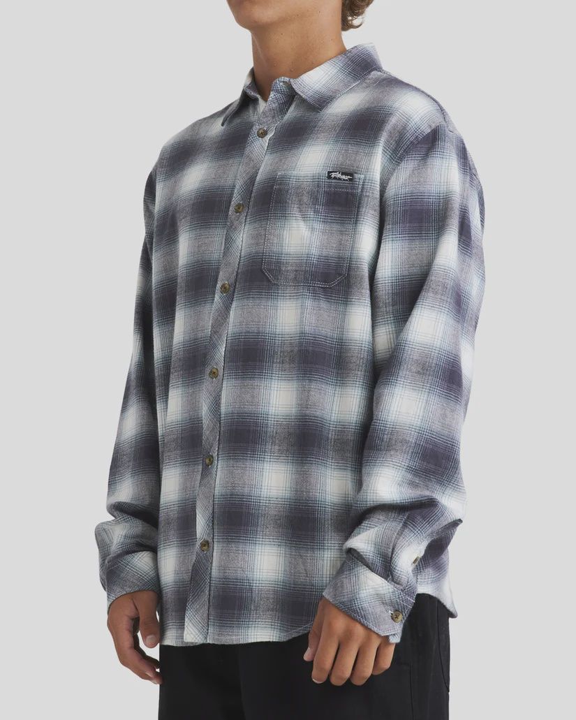 BILLABONG MENS COASTLINE FLANNEL L/S SHIRT - OVERCAST BLUE PLAID