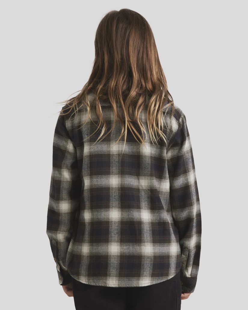 BILLABONG TEEN BOYS COASTLINE FLANNEL LS SHIRT - CHOCOLATE