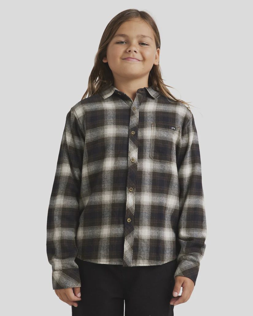 BILLABONG TEEN BOYS COASTLINE FLANNEL LS SHIRT - CHOCOLATE
