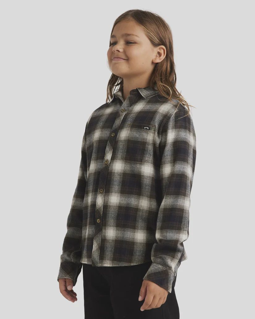 BILLABONG TEEN BOYS COASTLINE FLANNEL LS SHIRT - CHOCOLATE