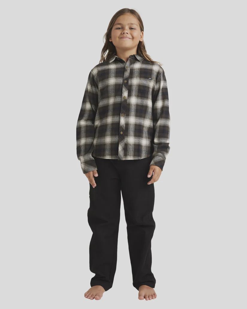 BILLABONG TEEN BOYS COASTLINE FLANNEL LS SHIRT - CHOCOLATE