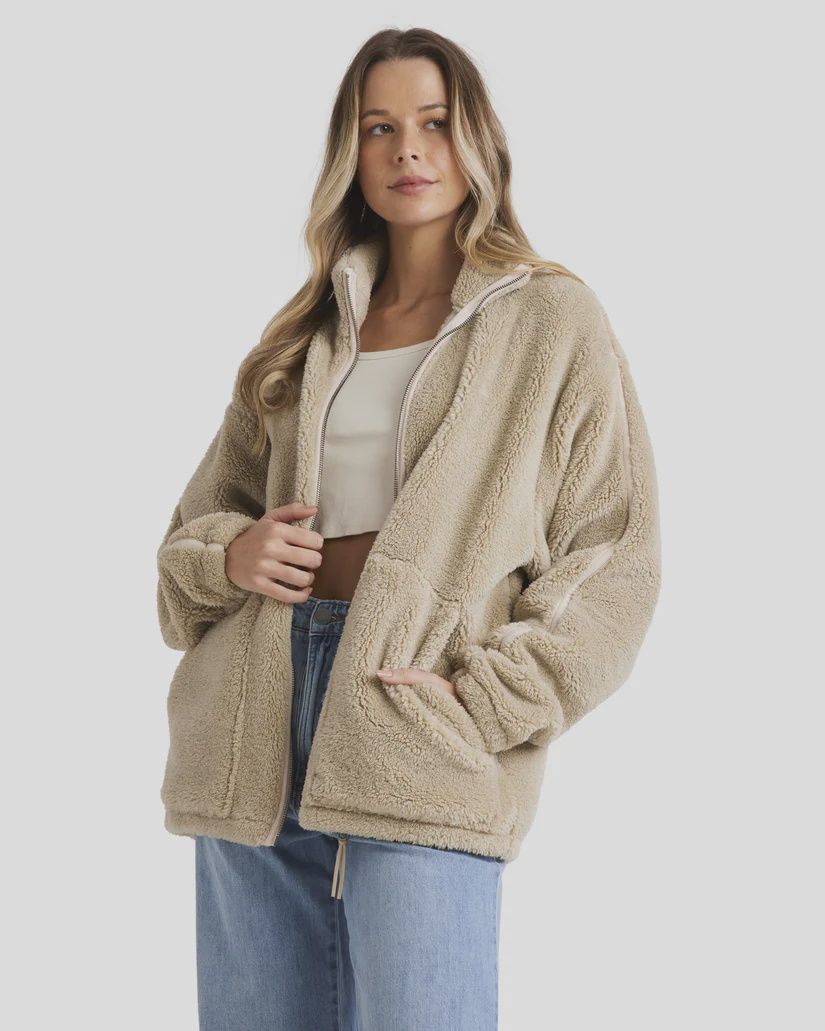 BILLABONG LADIES SWEET RIDE ZIP UP POLAR FLEECE - COYOTE