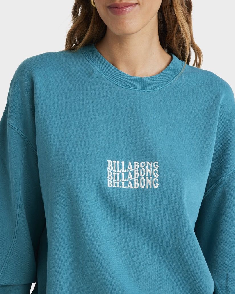 BILLABONG LADIES SURF HIGH KENDALL CREW - DEEP TEAL