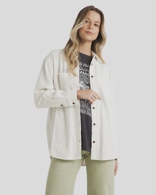 BILLABONG LADIES SO STOKED L/S SHIRT - SALT CRYSTAL