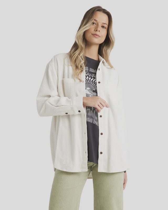 BILLABONG LADIES SO STOKED L/S SHIRT - SALT CRYSTAL