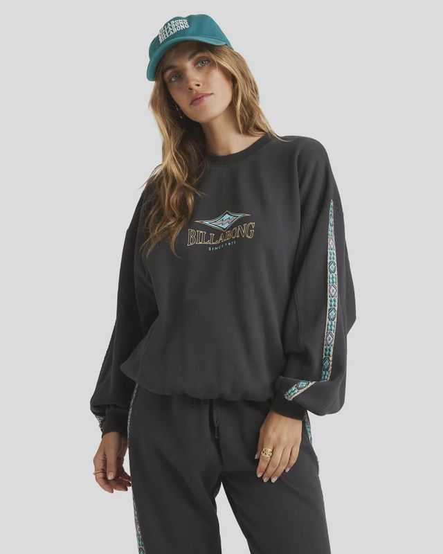 BILLABONG LADIES SWIPE RIGHT KENDALL CREW - BLACK SANDS