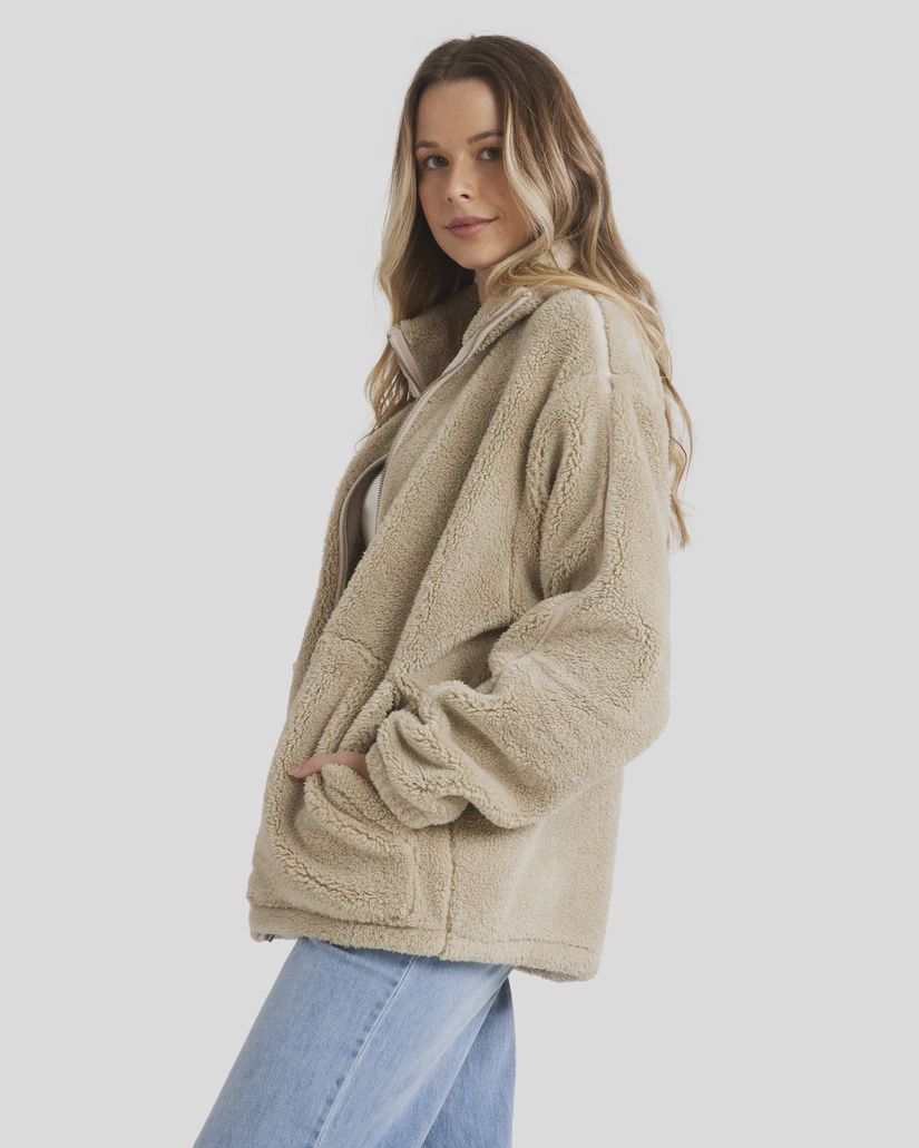 BILLABONG LADIES SWEET RIDE ZIP UP POLAR FLEECE - COYOTE