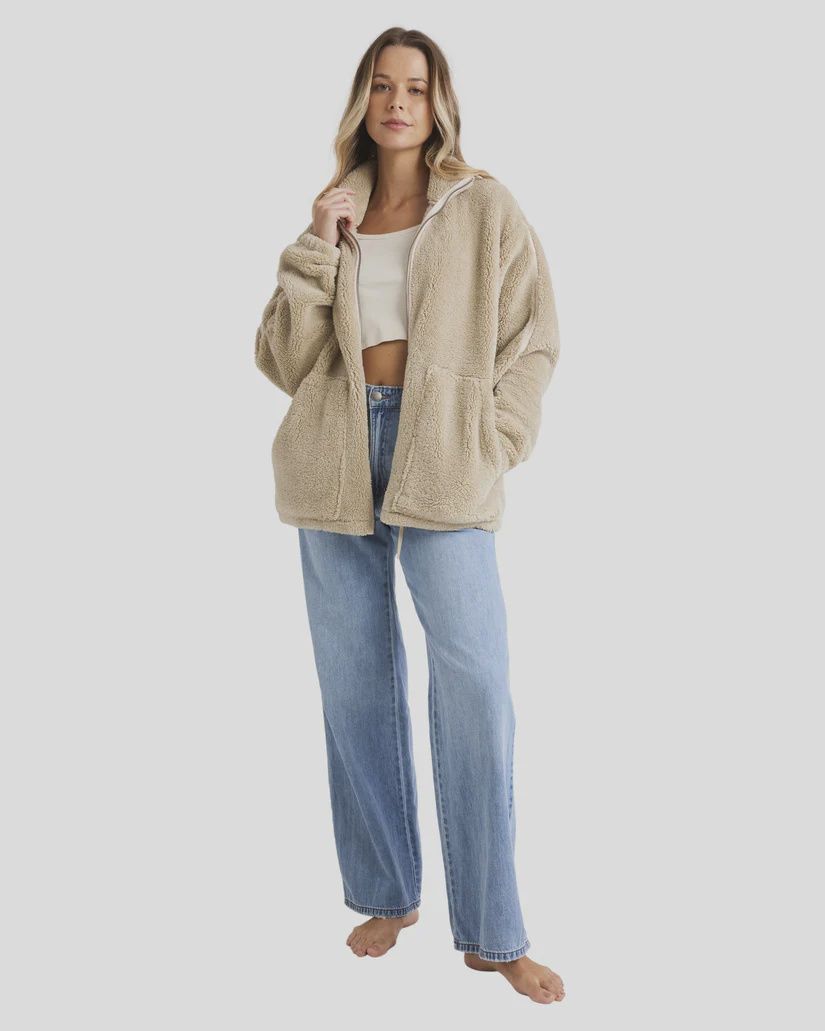 BILLABONG LADIES SWEET RIDE ZIP UP POLAR FLEECE - COYOTE